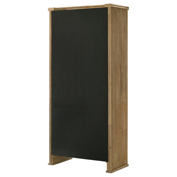 English Elm Dreydon Rustic Oak Veneer Four Door Display Cabinet with Tempered Glass Shelving B062P507788