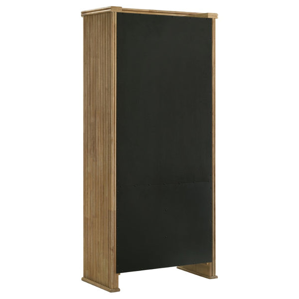 English Elm Dreydon Rustic Oak Veneer Four Door Display Cabinet with Tempered Glass Shelving B062P507788