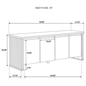 English Elm Dreydon Farmhouse Media Console with Fluted Panels and Ash Veneer for Tvs up to 75 B062P507803