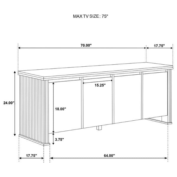 English Elm Dreydon Farmhouse Media Console with Fluted Panels and Ash Veneer for Tvs up to 75 B062P507803