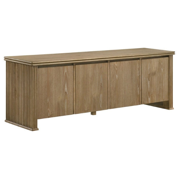 English Elm Dreydon Farmhouse Media Console with Fluted Panels and Ash Veneer for Tvs up to 75 B062P507803