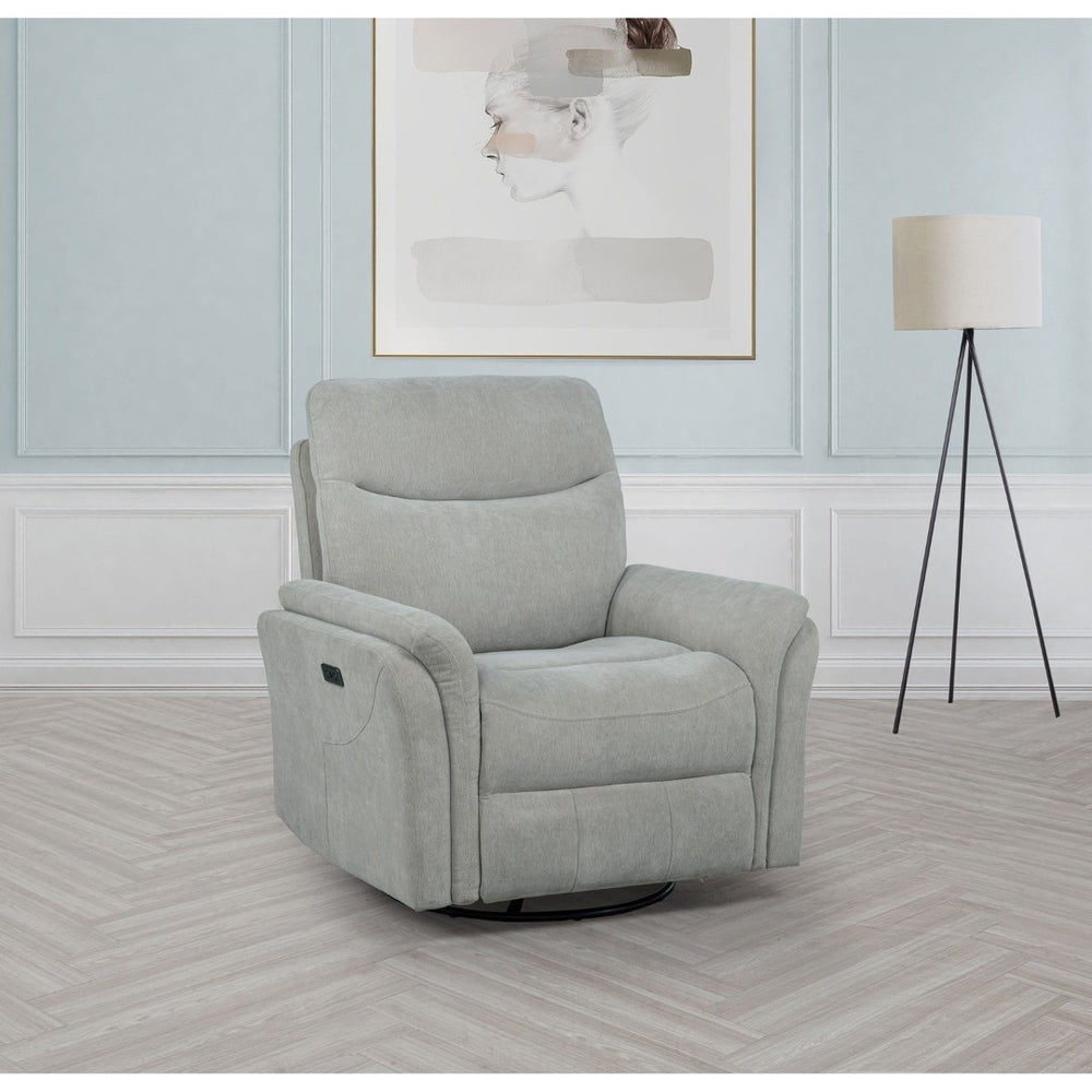 English Elm Beacon Power Swivel Recliner with USB Charging Plush Foam Ivory Fabric Lounge Chair B062P507806