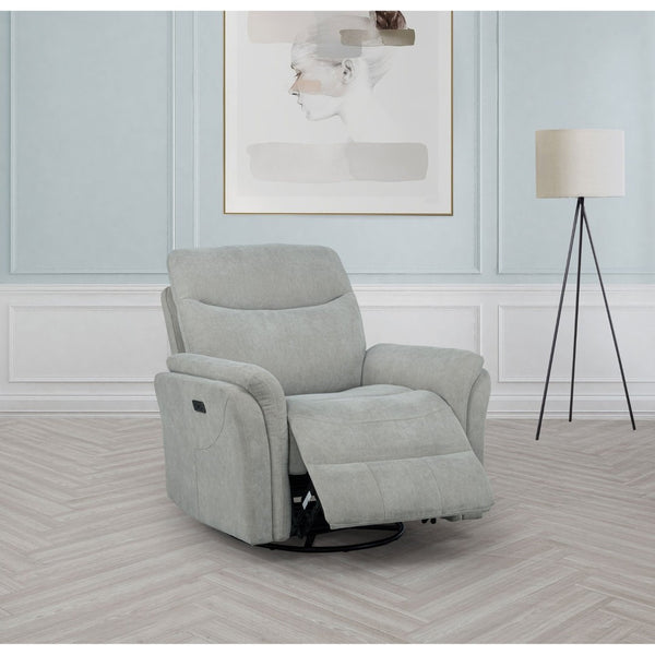 English Elm Beacon Power Swivel Recliner with USB Charging Plush Foam Ivory Fabric Lounge Chair B062P507806