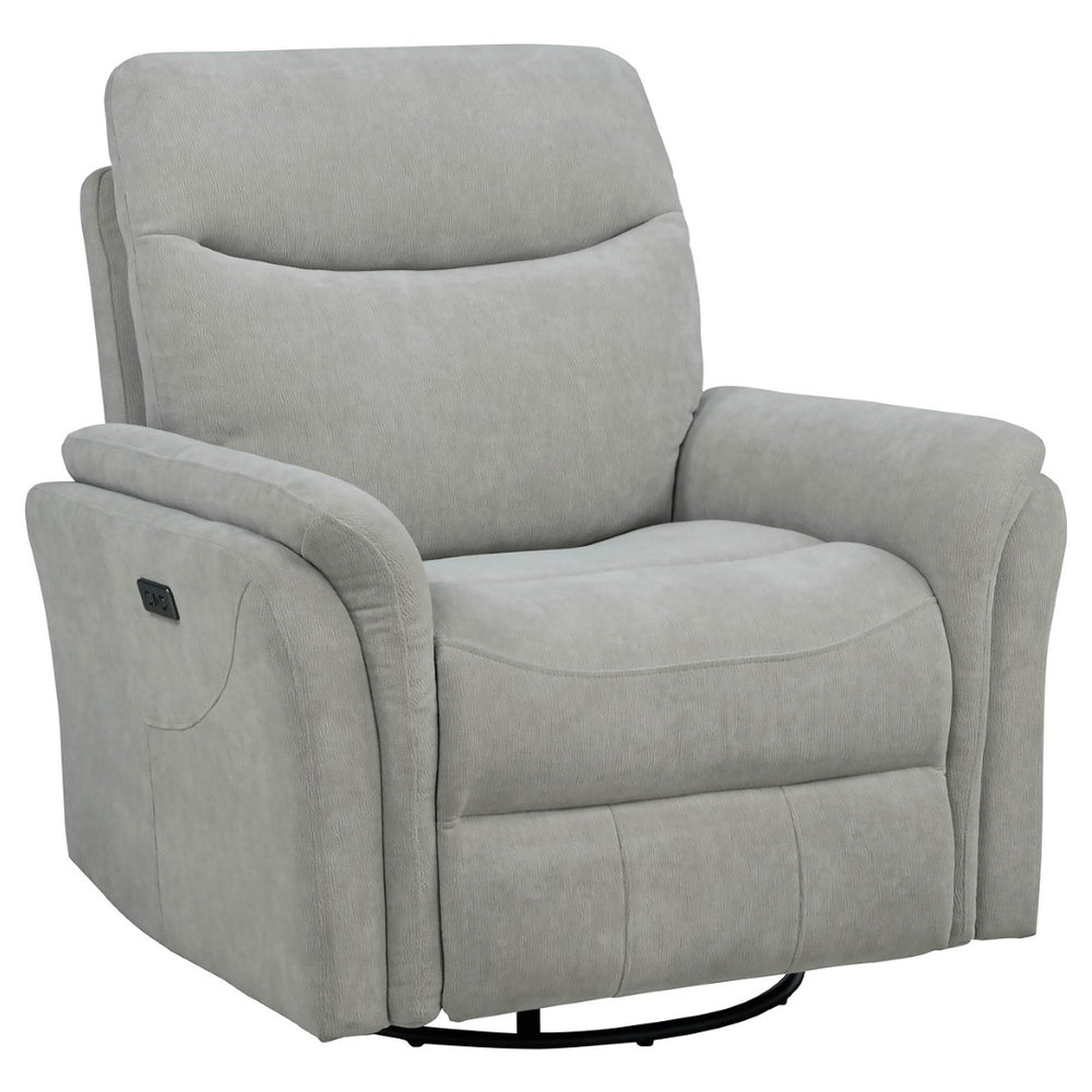 English Elm Beacon Power Swivel Recliner with USB Charging Plush Foam Ivory Fabric Lounge Chair B062P507806