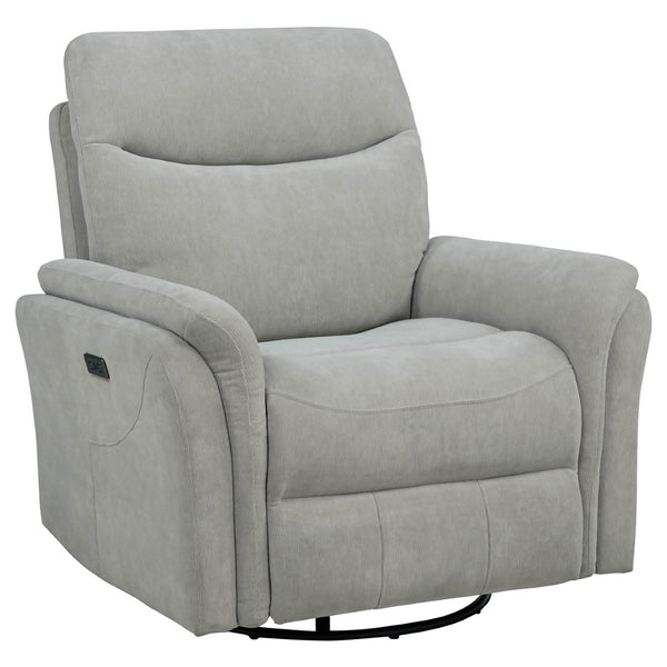 English Elm Beacon Power Swivel Recliner with USB Charging Plush Foam Ivory Fabric Lounge Chair B062P507806