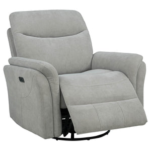 English Elm Beacon Power Swivel Recliner with USB Charging Plush Foam Ivory Fabric Lounge Chair B062P507806