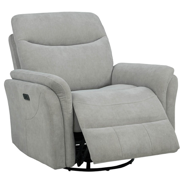 English Elm Beacon Power Swivel Recliner with USB Charging Plush Foam Ivory Fabric Lounge Chair B062P507806
