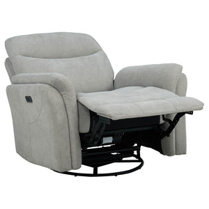 English Elm Beacon Power Swivel Recliner with USB Charging Plush Foam Ivory Fabric Lounge Chair B062P507806
