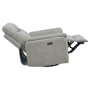 English Elm Beacon Power Swivel Recliner with USB Charging Plush Foam Ivory Fabric Lounge Chair B062P507806