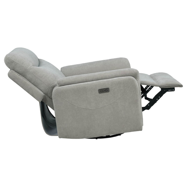 English Elm Beacon Power Swivel Recliner with USB Charging Plush Foam Ivory Fabric Lounge Chair B062P507806