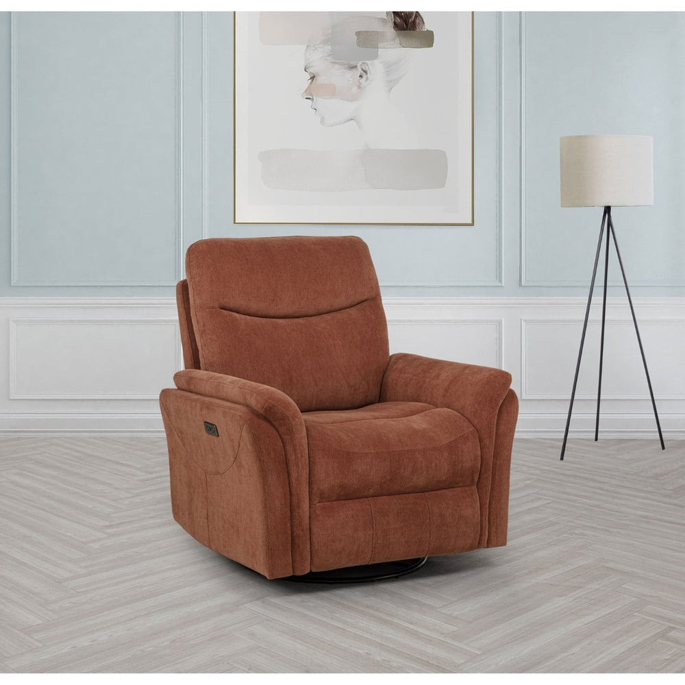 English Elm Beacon Power Swivel Recliner with USB Charging Plush Foam Seat for Modern Living B062P507807