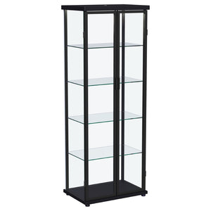 English Elm Nevra Glass Display Cabinet with Led Lighting Black Metal Frame Four Shelves B062P507812