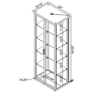 English Elm Nevra Glass Display Cabinet with Led Lighting Black Metal Frame Four Shelves B062P507812