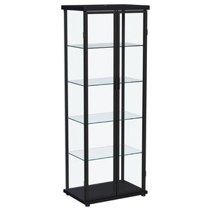 English Elm Nevra Glass Display Cabinet with Led Lighting Black Metal Frame Four Shelves B062P507812