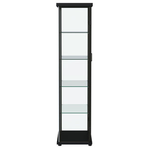 English Elm Nevra Glass Display Cabinet with Led Lighting Black Metal Frame Four Shelves B062P507812