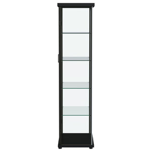 English Elm Nevra Glass Display Cabinet with Led Lighting Black Metal Frame Four Shelves B062P507812