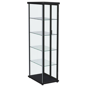 English Elm Nevra Glass Display Cabinet with Led Lighting Black Metal Frame Four Shelves B062P507812