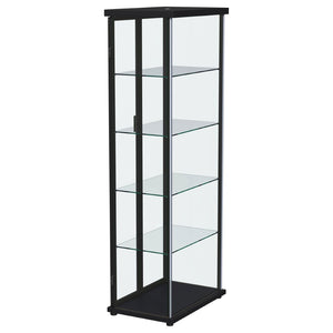 English Elm Nevra Glass Display Cabinet with Led Lighting Black Metal Frame Four Shelves B062P507812