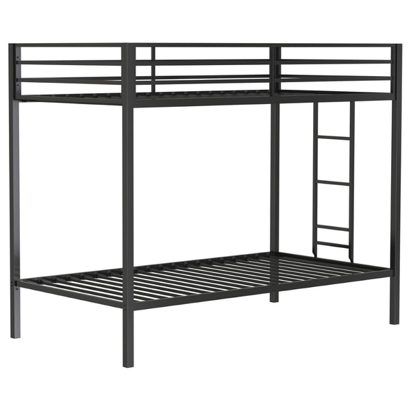 English Elm Jarren Matte Black Steel Twin Bunk Bed with Integrated Ladder for Kids Rooms B062P507816