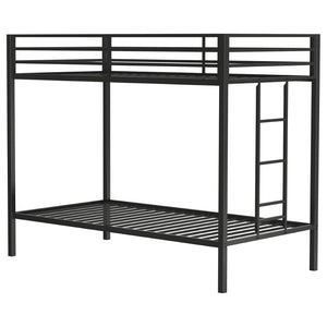 English Elm Jarren Matte Black Steel Twin Bunk Bed with Integrated Ladder for Kids Rooms B062P507816