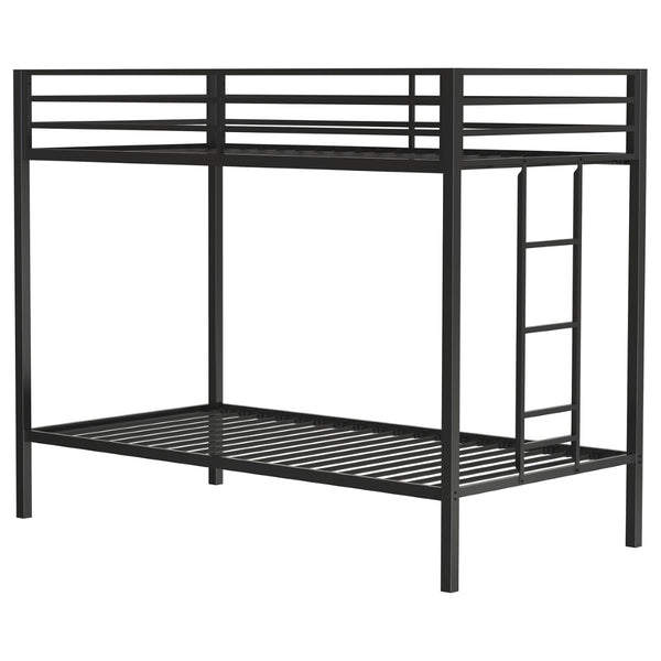 English Elm Jarren Matte Black Steel Twin Bunk Bed with Integrated Ladder for Kids Rooms B062P507816
