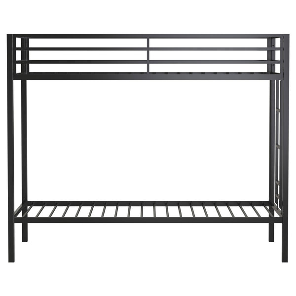 English Elm Jarren Matte Black Steel Twin Bunk Bed with Integrated Ladder for Kids Rooms B062P507816