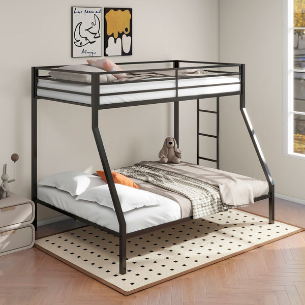 English Elm Jarren Matte Black Steel Twin Over Full Bunk Bed with Guardrails for Kids B062P507817