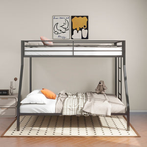 English Elm Jarren Matte Black Steel Twin Over Full Bunk Bed with Guardrails for Kids B062P507817