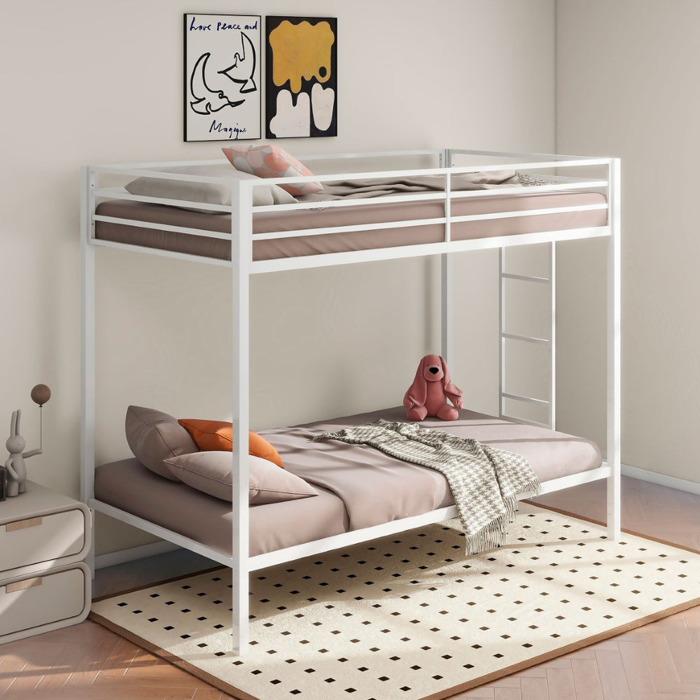 English Elm Jarren Steel Twin Over Bunk Bed Matte White Frame for Kids Shared Rooms B062P507818