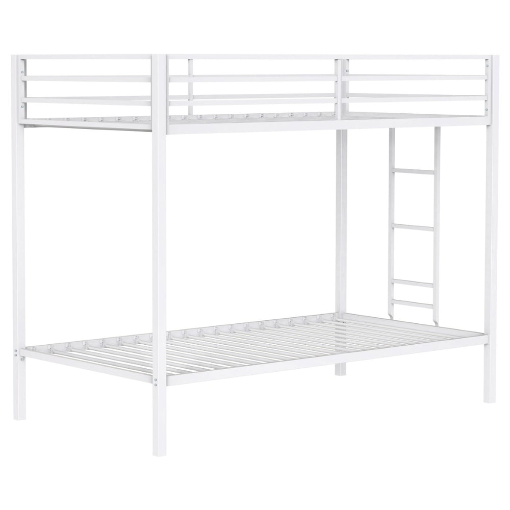 English Elm Jarren Steel Twin Over Bunk Bed Matte White Frame for Kids Shared Rooms B062P507818