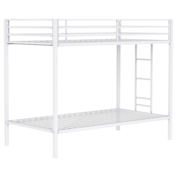 English Elm Jarren Steel Twin Over Bunk Bed Matte White Frame for Kids Shared Rooms B062P507818