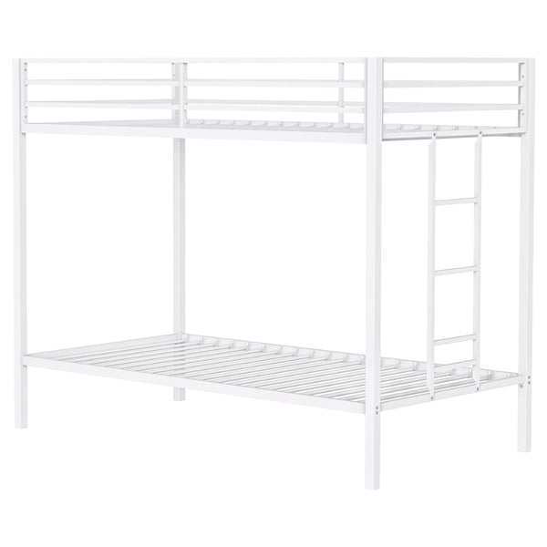 English Elm Jarren Steel Twin Over Bunk Bed Matte White Frame for Kids Shared Rooms B062P507818