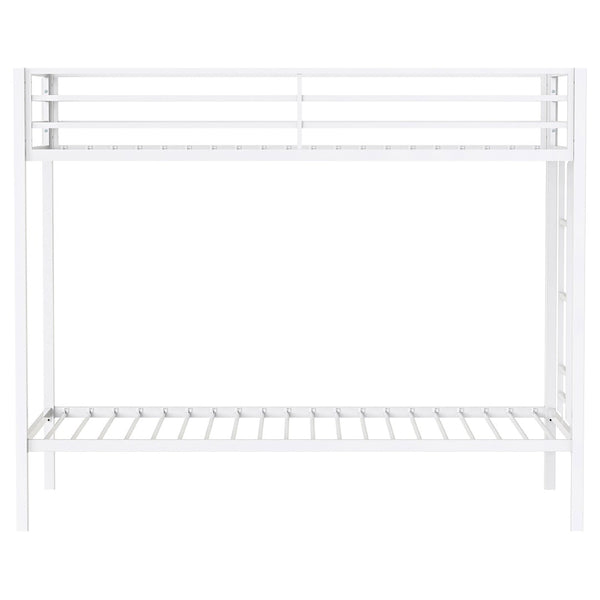 English Elm Jarren Steel Twin Over Bunk Bed Matte White Frame for Kids Shared Rooms B062P507818