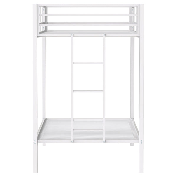 English Elm Jarren Steel Twin Over Bunk Bed Matte White Frame for Kids Shared Rooms B062P507818
