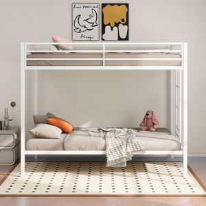 English Elm Jarren Steel Twin Over Bunk Bed Matte White Frame for Kids Shared Rooms B062P507818