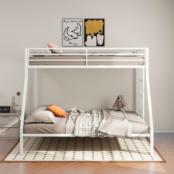 English Elm Jarren Steel Twin Over Full Bunk Bed Matte White Frame for Kids or Guest Rooms B062P507819