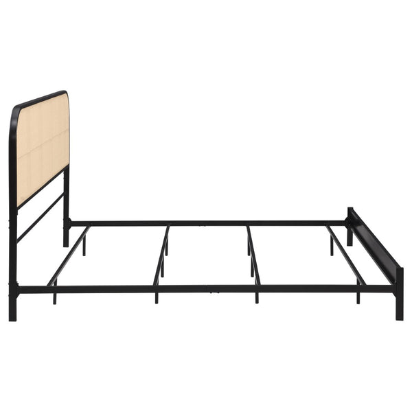 English Elm Kenneth PE Rattan Headboard Eastern King Bed Black Metal Frame Boho Modern B062P507822