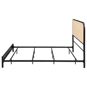 English Elm Kenneth PE Rattan Headboard Eastern King Bed Black Metal Frame Boho Modern B062P507822