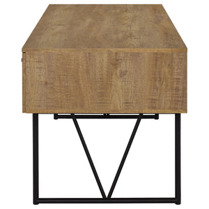 English Elm Vellun Mango Wood Grain Writing Desk with Four Drawers and Black Metal Base B062P507840