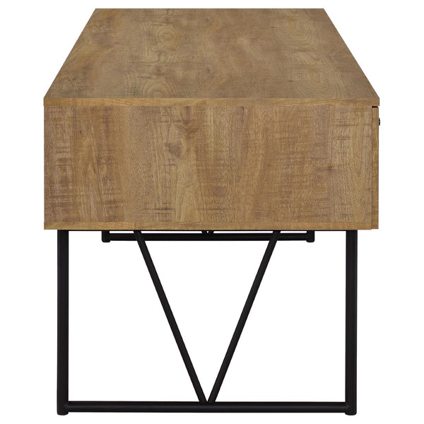 English Elm Vellun Mango Wood Grain Writing Desk with Four Drawers and Black Metal Base B062P507840