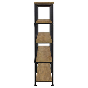 English Elm Vellun Industrial Wide Bookshelf with Black Metal Frame and Warm Mango Wood Shelving B062P507841