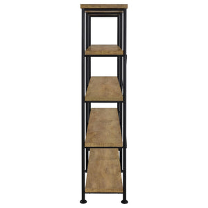 English Elm Vellun Industrial Wide Bookshelf with Black Metal Frame and Warm Mango Wood Shelving B062P507841
