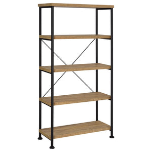 English Elm Vellun Industrial Open Bookcase with X-brace Metal Frame and Warm Wood Shelving B062P507843