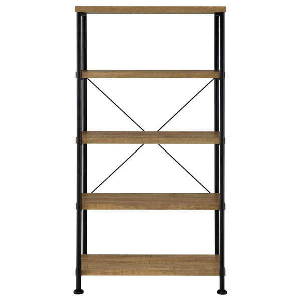 English Elm Vellun Industrial Open Bookcase with X-brace Metal Frame and Warm Wood Shelving B062P507843