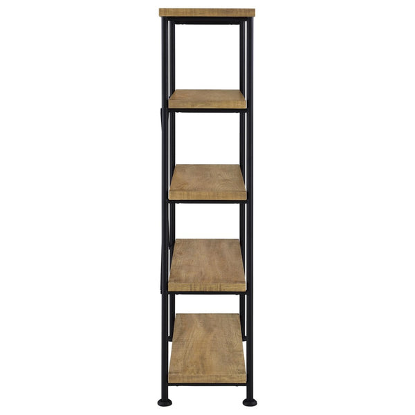 English Elm Vellun Industrial Open Bookcase with X-brace Metal Frame and Warm Wood Shelving B062P507843