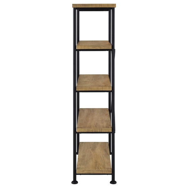 English Elm Vellun Industrial Open Bookcase with X-brace Metal Frame and Warm Wood Shelving B062P507843