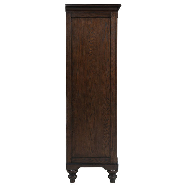 English Elm Berwick Six Drawer Chest with Glass Cabinet Door Oak Veneer Bedroom Storage B062P507844