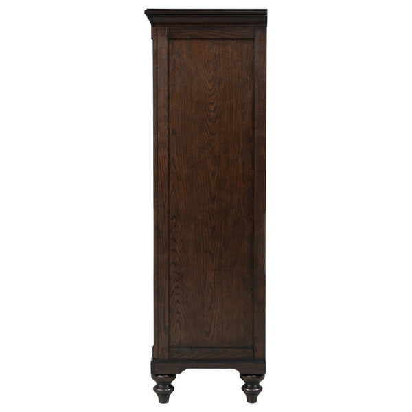 English Elm Berwick Six Drawer Chest with Glass Cabinet Door Oak Veneer Bedroom Storage B062P507844