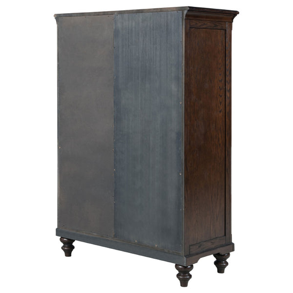 English Elm Berwick Six Drawer Chest with Glass Cabinet Door Oak Veneer Bedroom Storage B062P507844