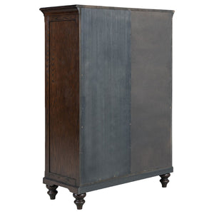 English Elm Berwick Six Drawer Chest with Glass Cabinet Door Oak Veneer Bedroom Storage B062P507844